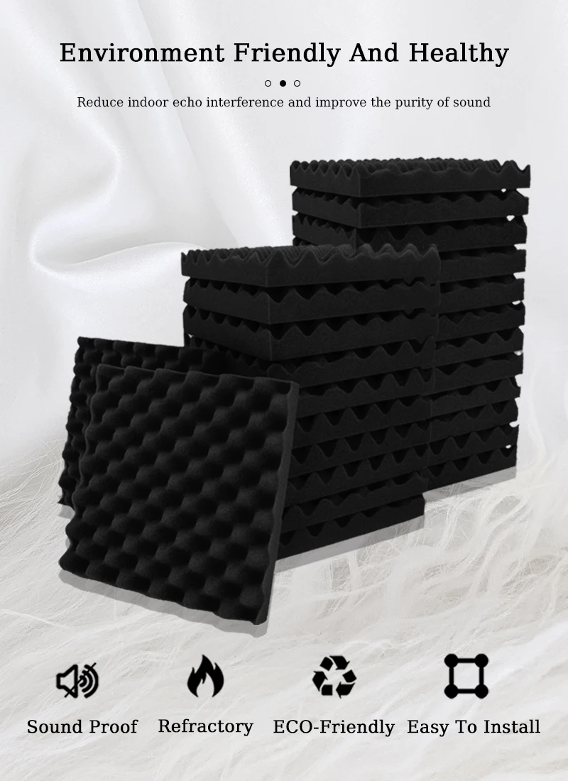 Description Picture 3 of itemTOUO Egg Cotton Acoustic Foam 6/12/24 Pcs Studio Sound Foams Acoustic Treatment Wall Soundproofing High Density Noise Insulation