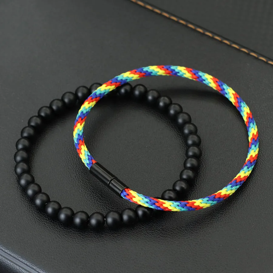 Men Ethnic Rope Bracelet Set 3mm