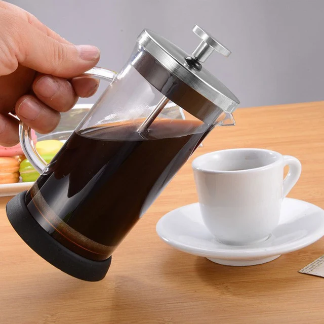 フィルター付きフレンチプレスコーヒーポット、高ホウケイ酸ガラス 