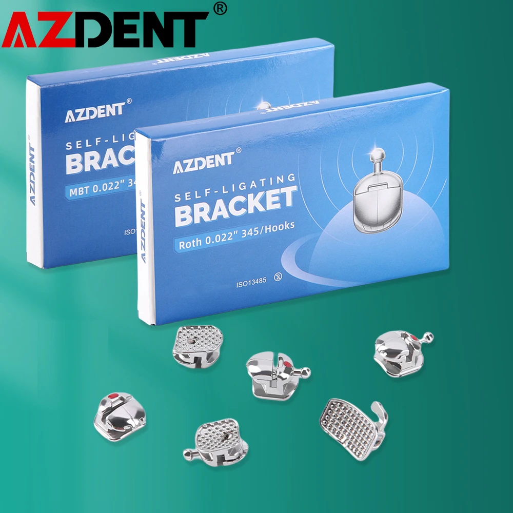 

AZDENT Dental Orthodontic Spherical Monoblock Self-Ligating Brackets ROTH/MBT 0.022 345 Hook With 1st Molar Buccal Tubes