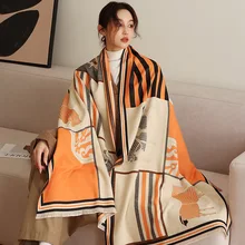 

2021 Women Cashmere Scarf Luxury Brand Warm Neck Bandana Pashmina Shawls Wrap Female Scarves Hijab Stoles Winter