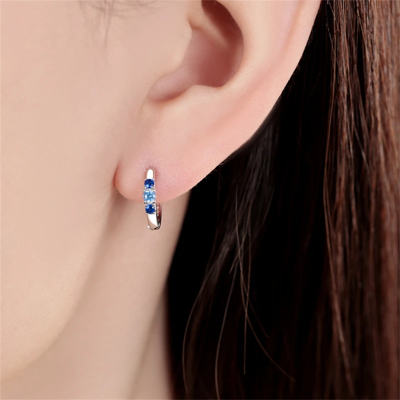 925 Sterling Silver Simple Inlaid zircon Earring For Women Making Jewelry Gift Wedding Party Engagement