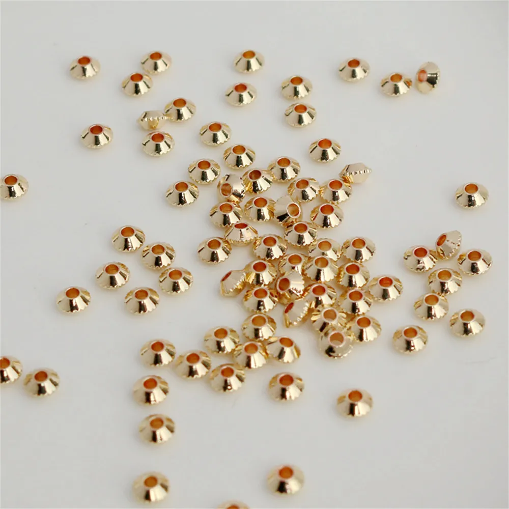 

14k Package gold Color gear flying Saucer beads 4mm accessories diy handmade ornaments loose bead materials
