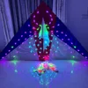 Big LED Delta Night Kite 3SQ Spider Triangle Kite with Lights, 10m Colorful Tubing Tails, 544 RIPSTOP NYLON 4