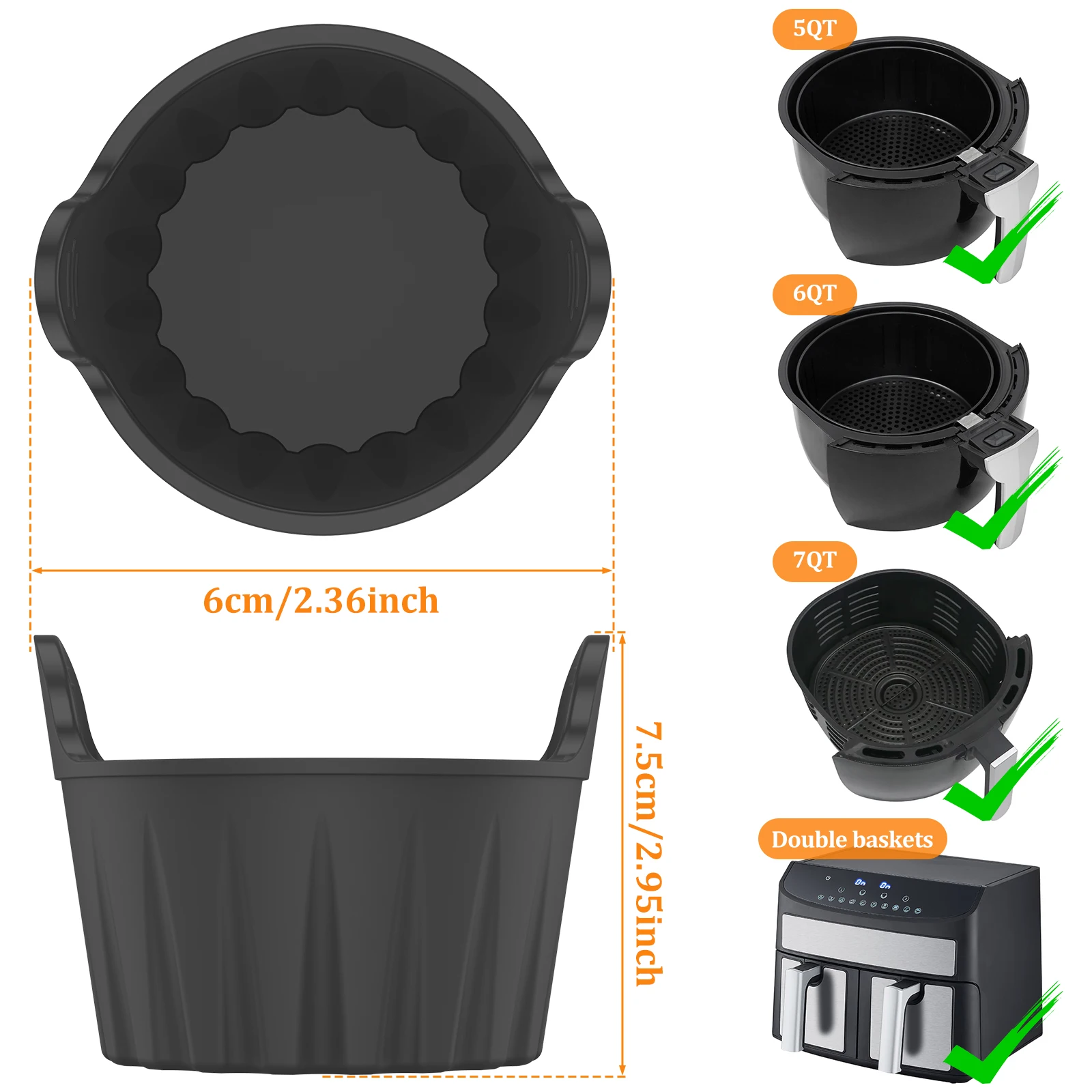 Air Fryer Egg Poacher 4Pcs Food Grade Silicone Egg Poaching Cups Non-Stick Round Silicone Ramekins Reusable Baking Cups