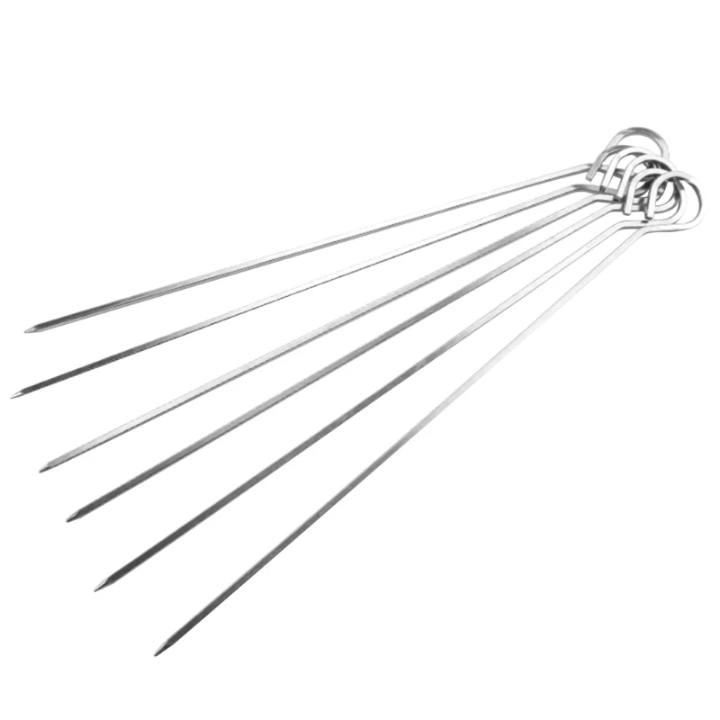 

6 Pcs Kabob Skewers Stainless Steel Barbecue Outdoor Reusable Brochette Kebab Skewers Roasting Dropship