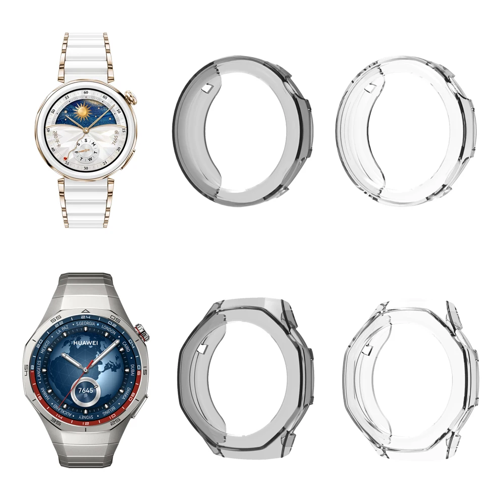 TPU Protector Shell Compatible with Huawei Watch GT5 Pro 42mm 46mm Half-wrapped Protective Case for Huawei GT5 Pro 46/42mm