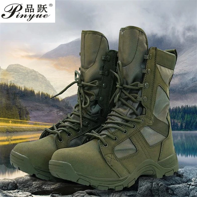 Botas de combate de altura alta para hombre, botas tácticas de