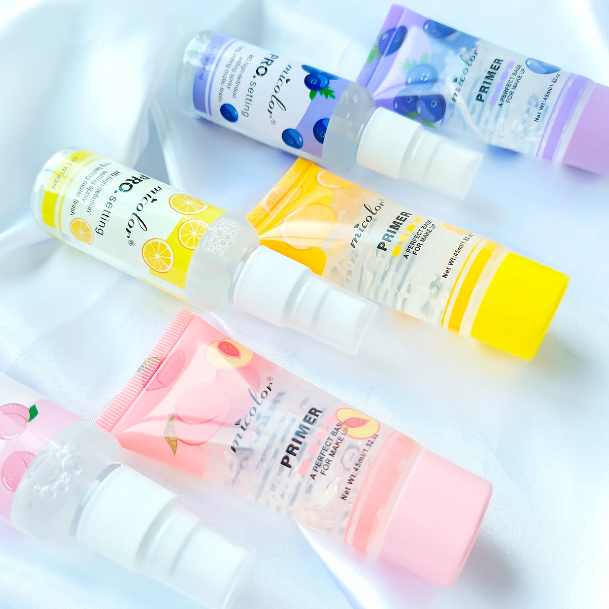Two-piece Primer Setting Spray Peach Grape Lemon Instant Dry Oil Control Refreshing Moisturizing Makeup Set