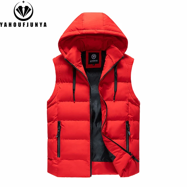 Men Autumn Sleeveless Outdoors Casual Solid Warm Vest Men Winter Detachable Hooded Fleece Pocket Zipper Fashion Vest Male Coat 2