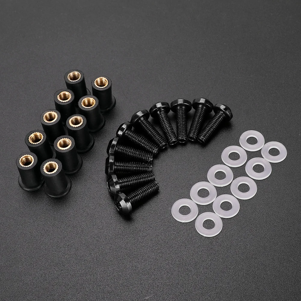 10PCS M5 Windscreen Windshield Bolts Screws Nut Fastener CNC Kawasaki ZX6R ZX-6R ZX 6R ZX7R ZX9R ZX10R ZX-10R ZX12R ZX14R motorcycle accessories