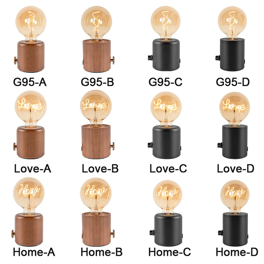 Table Lamp - Vintage Wood E27 Night Light