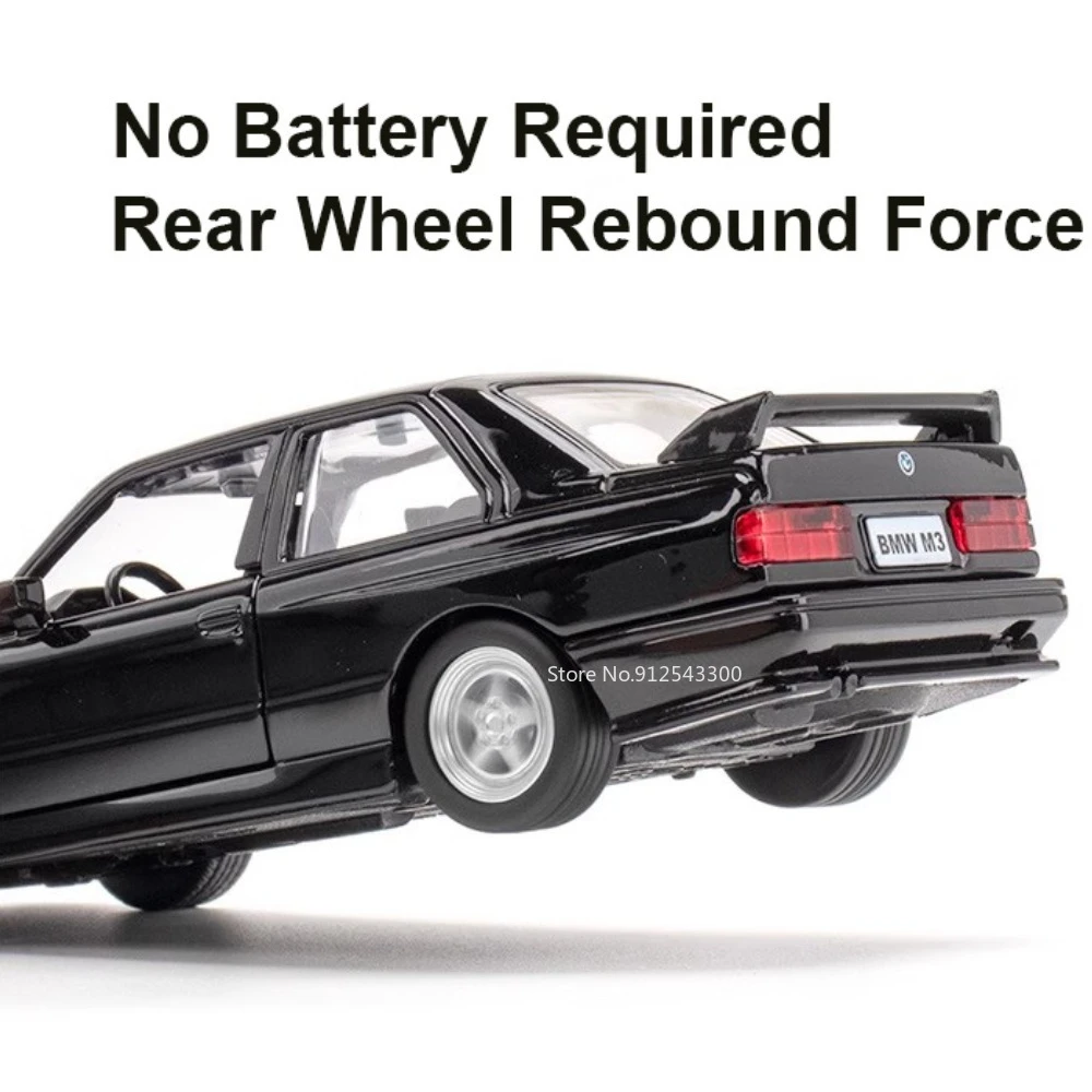 Voiture Miniature BMW M3 1987 - Échelle 1:36 - Alliage (Diecast) Noire - Modèle MAKEDA 2023 - Neuf
