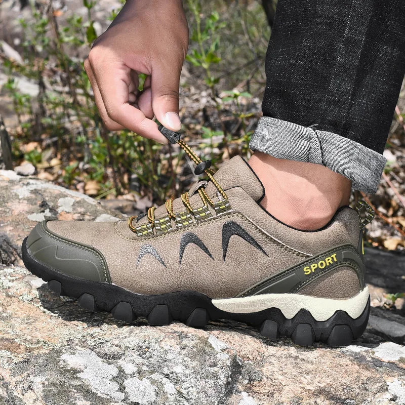 New Arrival Waterproof Men Hiking Shoes Leather Trekking Sneakers Men&s Winter Shoes Outdoor Jogging Boots Hiking Fo