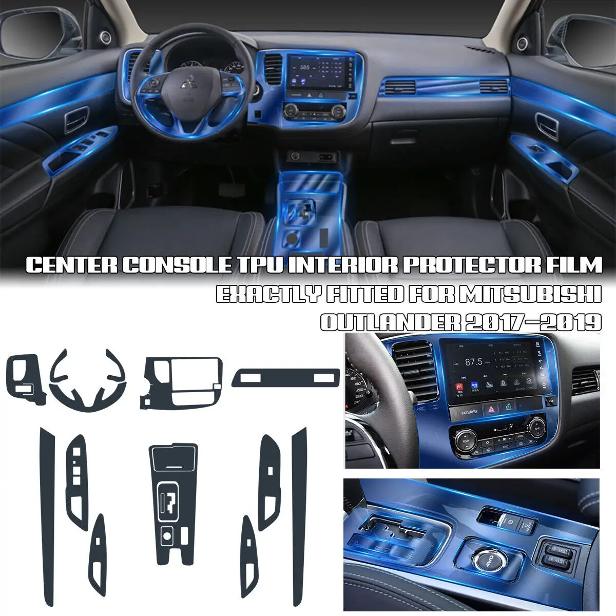 

Car Interior Accessories Transparent TPU-PPF Console Anti-scratch Resist Film Refit For Mitsubishi Outlander 2017 2018 2019 2020