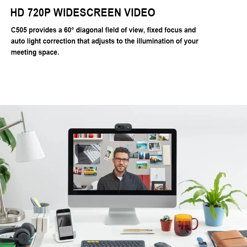 Logitech C505e 720P HD Webcam Computer Office Camera For Video Conferencing Online Course Online Distance Education Camera