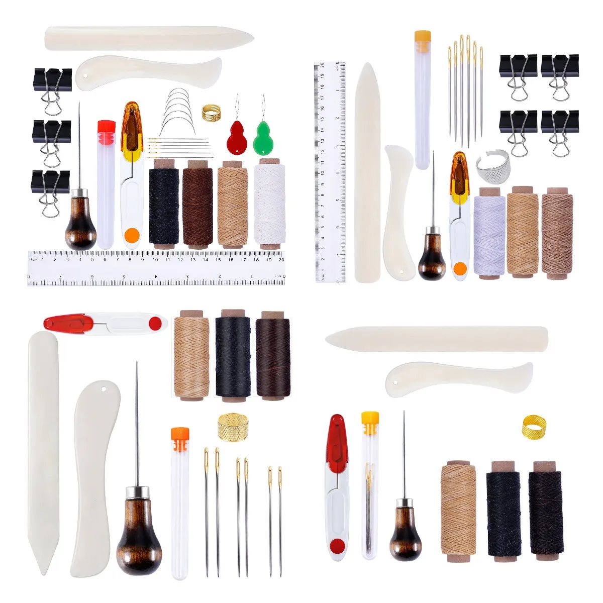 Bookbinding Kit Starter Tools Set Bone Folder Paper Creaser, Waxed Thread, Awl, for DIY Bookbinding Crafts and Sewing Supplies