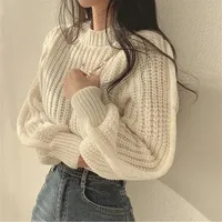 Loose Vintage Harajuku Lantern Long Sleeve Women Sweater Korean Autumn Winter Knitwear Soft Warm Tops Chic Solid Femme Sweater - Image 2