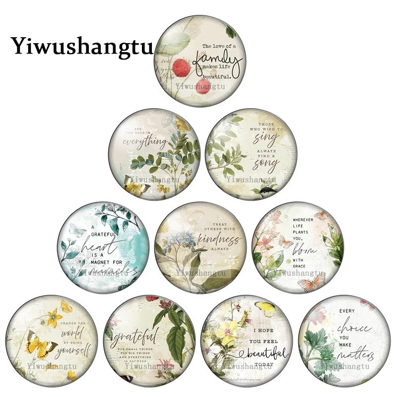 

Personalized Font Motivational Phrases Plants 12mm/18mm/20mm/25mm Round photo glass cabochon demo flat back Making findings