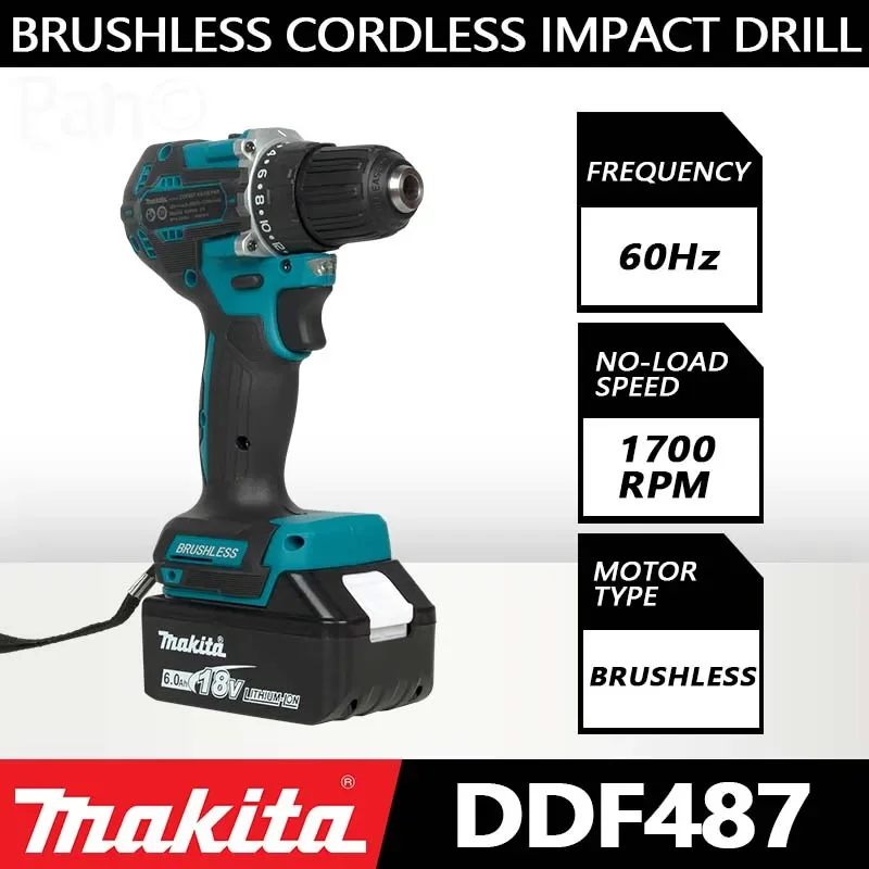 Makita DDF487 10mm brushless 18V lithium rechargeable impact drill, household hand drill, high torque electric screwdriver 3