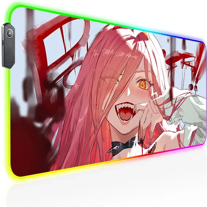 

Setup Gaming Accessories Chainsaw Man Extended Pad Backlight Mousepad Gamer Big Mousepepad Desk Mat Deskmat Back Light Mouse Xxl