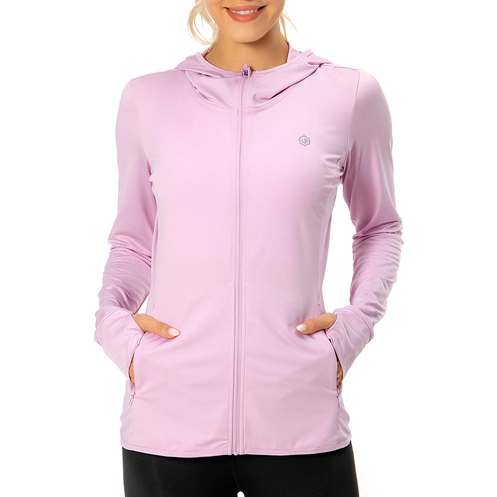LightbareWomenSportHoodieJacketFullZipLongSleeveHoodedShirt