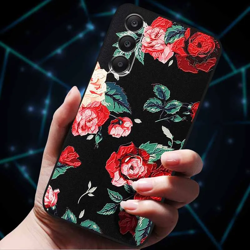 3D Floral Embossed Soft Silicone Phone Case - Elegant Back Cover Shell