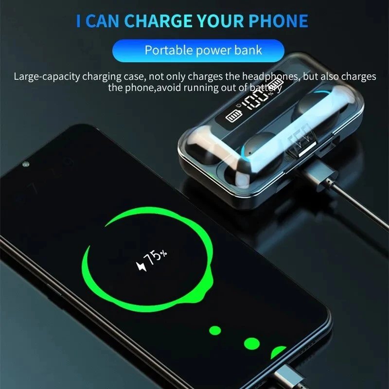 F9 Wireless Earphones Bluetooth TWS LED Dislpaly Binaural Headset Waterproof HD Calling CVC 8.0 Noise Reduction Headphones 3