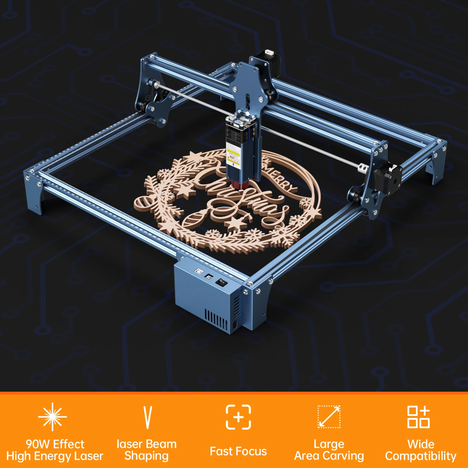 SCULPFUN S9 Full Metal Ultra-fine Laser Engraving Machine Wood Laser Engraver 110-240V(UK Plug) Fast fixed focus design