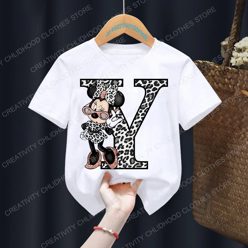 Children T-shirt Minnie Letter A B C D Kawaii Disney