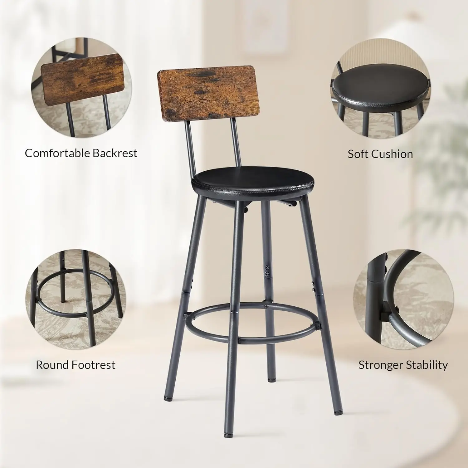 new-Dining Table Set for 6, Bar Table and Chairs Set, 6 Piece High Top and Chairs, Modern Counter Height Pub