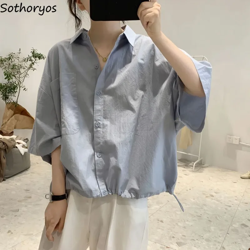 

Shirts Women Solid Shirring Creativity Elegant Vintage Sweet Students All-match Designed Special Prevalent Leisure Fashion Cozy