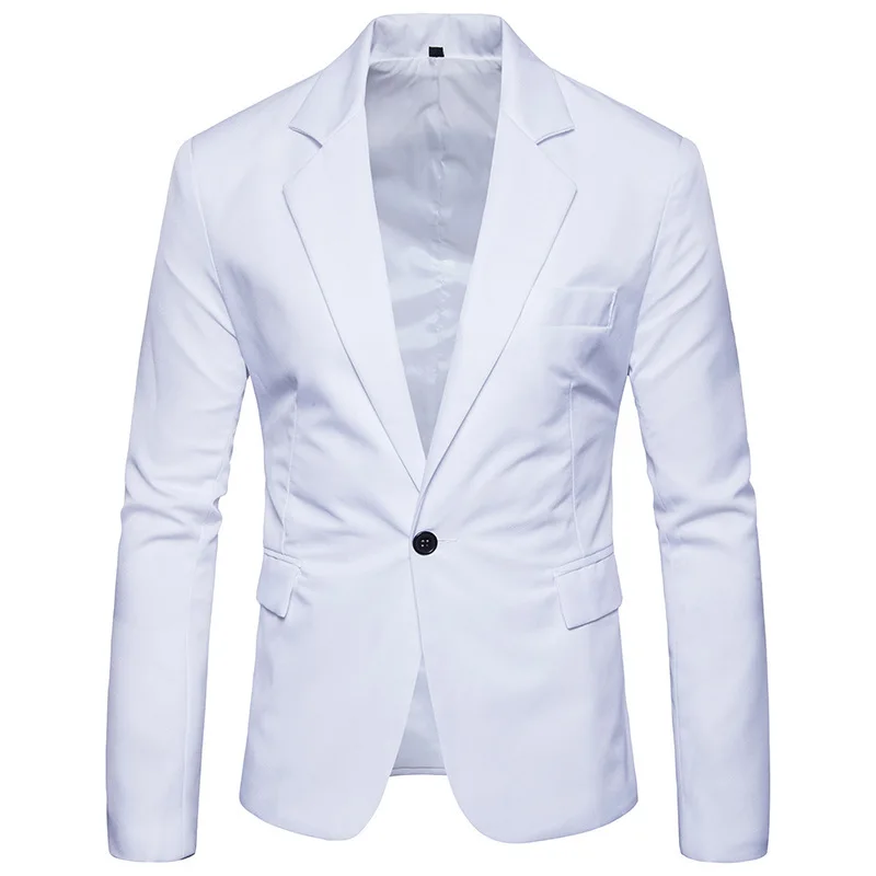Men's leisure suit jacket 1 grain buckle slim-fit solid color blazer
