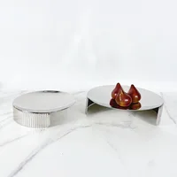 Nordic Creative Mirror Polished Folds Stainless Steel Glossy Metal Tray Model Room Disc Ornament 1