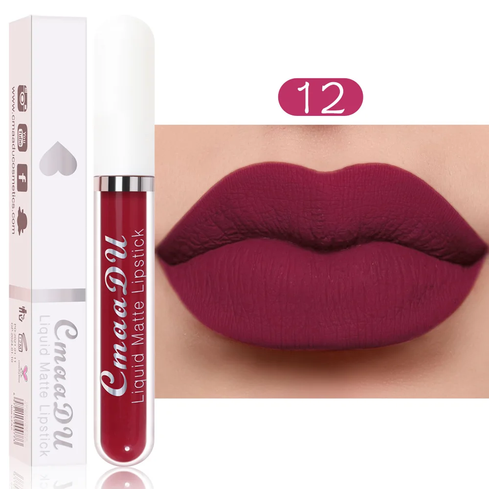 Sexy Long Lasting Velvet Matte Lip Gloss Liquid Lipstick Lip Makeup Women Beauty Red Antiaderente Cup Waterproof Lip Gloss 18 Colori
