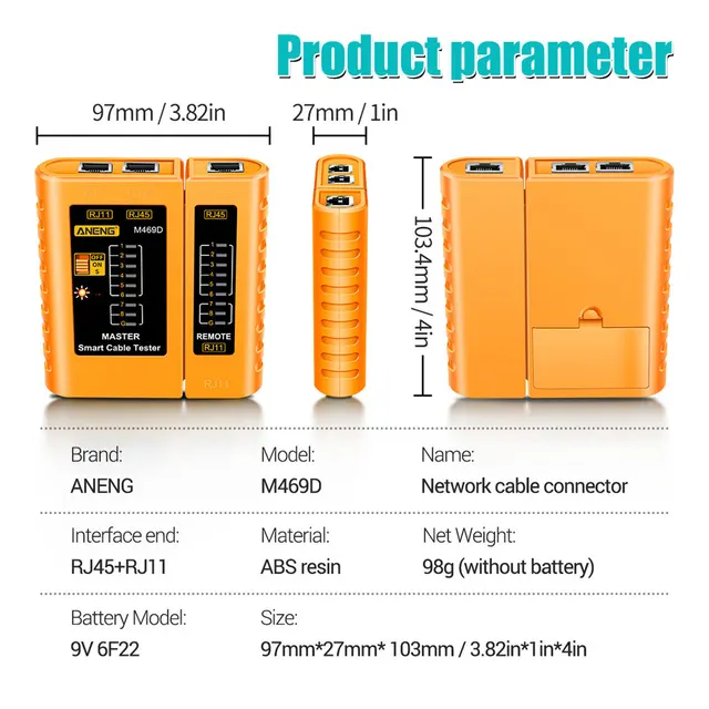 Тестер сетевого кабеля ZoeRax, тестер RJ45 Lan кабеля, тестер RJ45 RJ11 RJ12 CAT5 UTP LAN кабеля, сетевой инструмент для ремонта сети 6