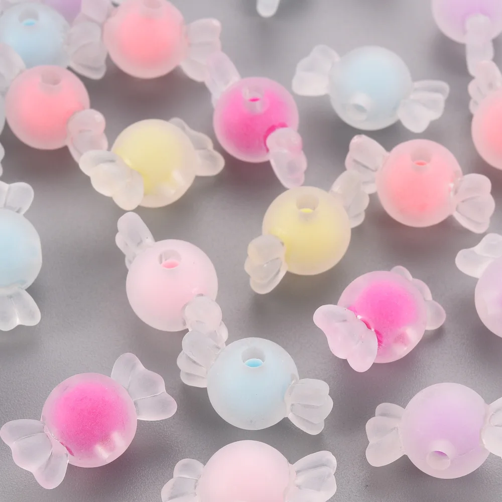 

500g Transparent Acrylic Beads Frosted Bead in Bead Candy Mixed Color 11.5x21.5x11.5mm Hole: 2.5mm about 393pcs/500g