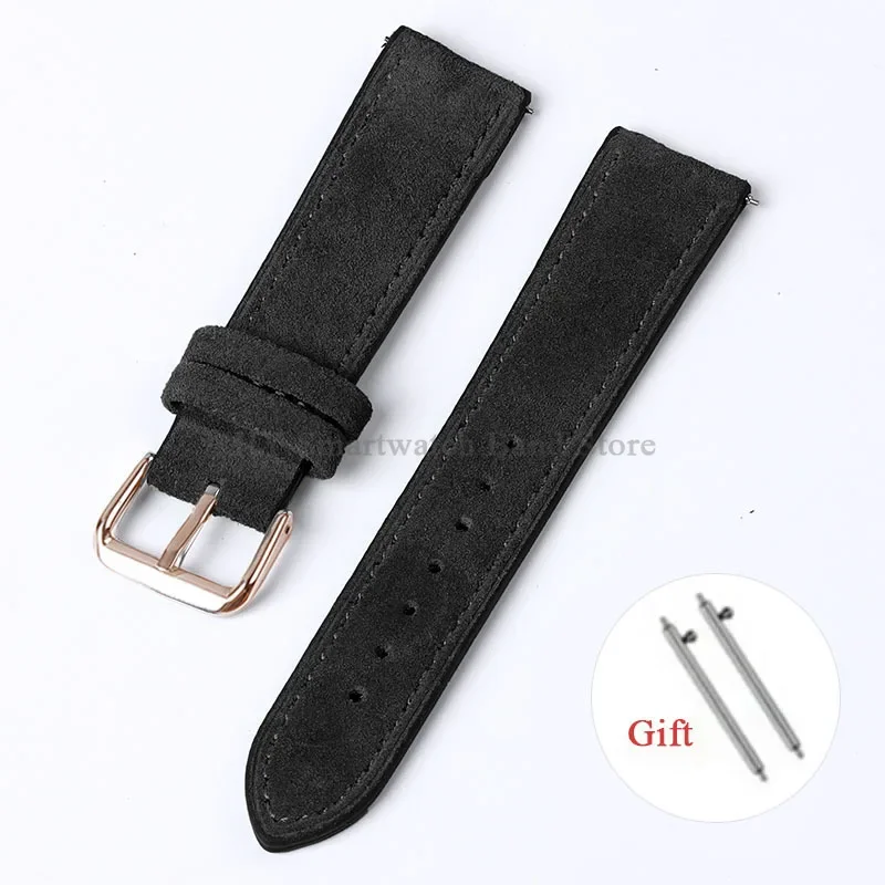 Artisanal Vintage Suede Leather Watch Strap with Handmade Stitching and Quick Release
