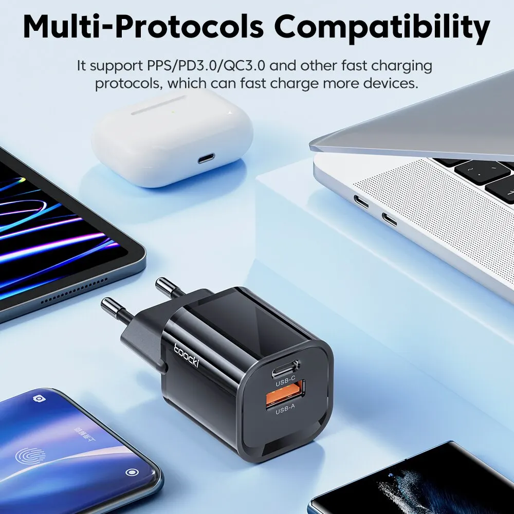 Toocki GaN USB Type C Charger Portable High Speed Charger for iPhone Xiaomi 13 Oneplus Realme PD3.0 QC3.0 PPS Cell Mobile Phone Best Sellers In Phones Accessories