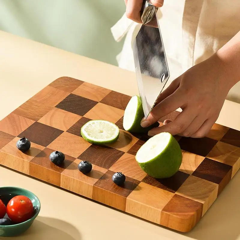 

Wooden Chopping Board Checkerboard Cutting Board Cutting Vegetables Board Kitchen Utensils for Tomatoes Steak Cucumber