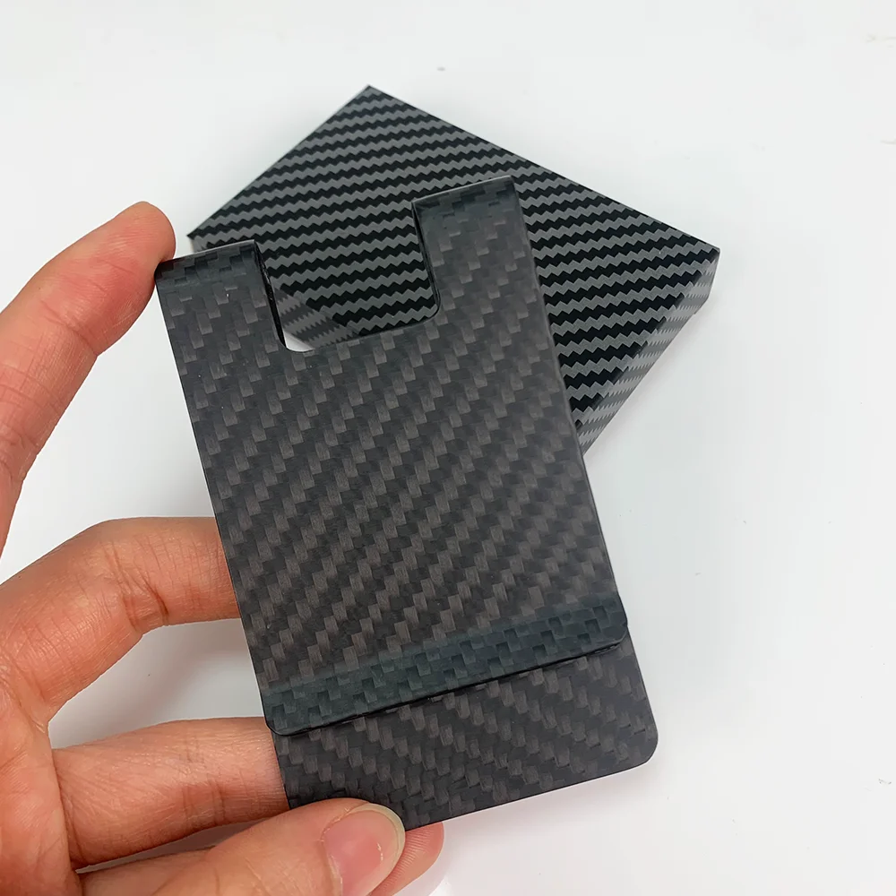 Durable Real Carbon Fiber Men's Money Clips Wallet Portable RFID Credit Id Card Holder 1 Pcs Quality Gift