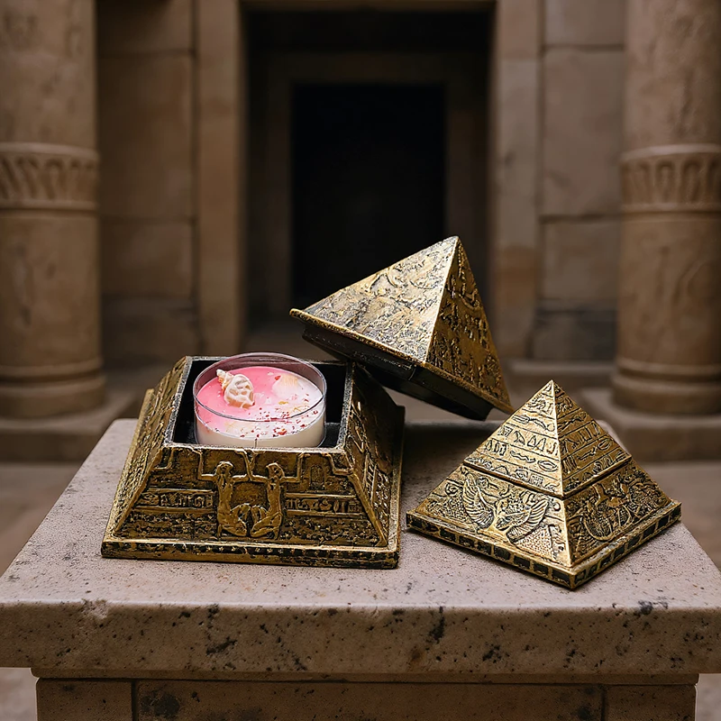 Ancient Egypt Pyramid Ornament Handicraft Resin Detachable Aromatherapy Candle Stand Pharaoh Mummy Travel Souvenir Mysterious