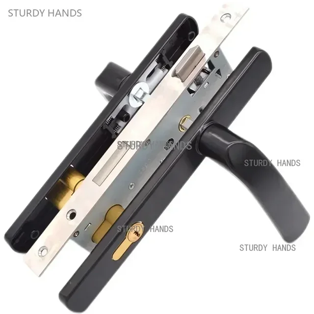 1 ชุดแผงสแตนเลสสะพานหักอลูมิเนียมประตูล็อคในร่ม Universal มือจับประตูล็อคห้องนอนประตูล็อค 1