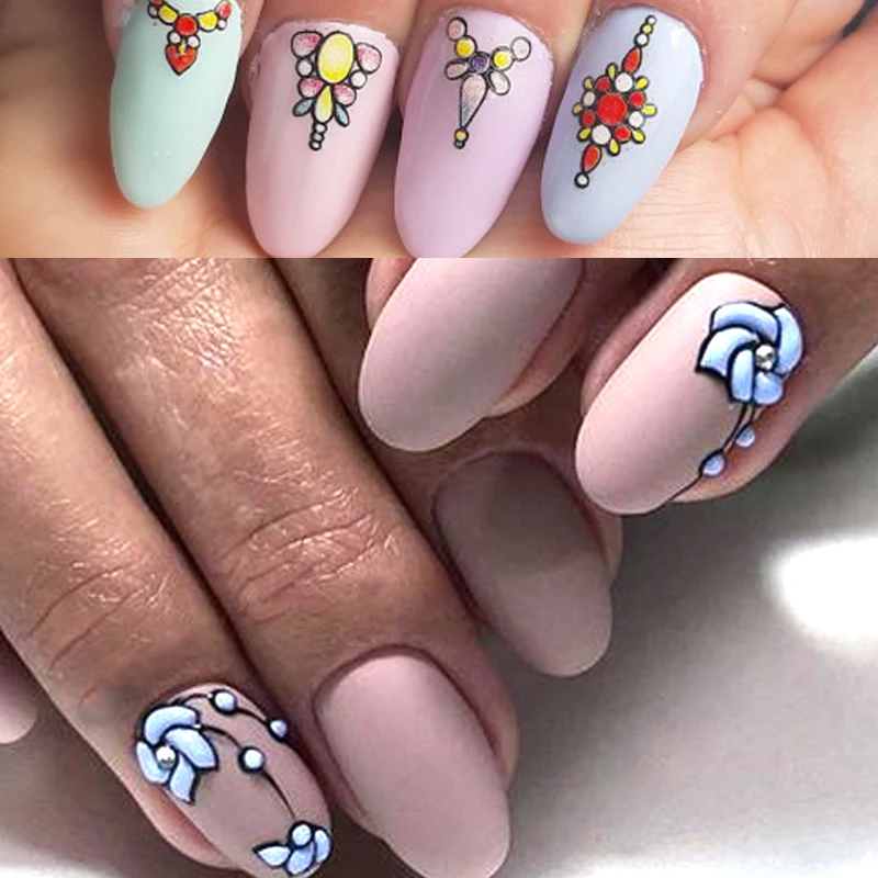 1 sheet 3d Nail Art Sticker Adhesive Sticker Decals Tool DIY Nail Decoration Tool Embossed Flower