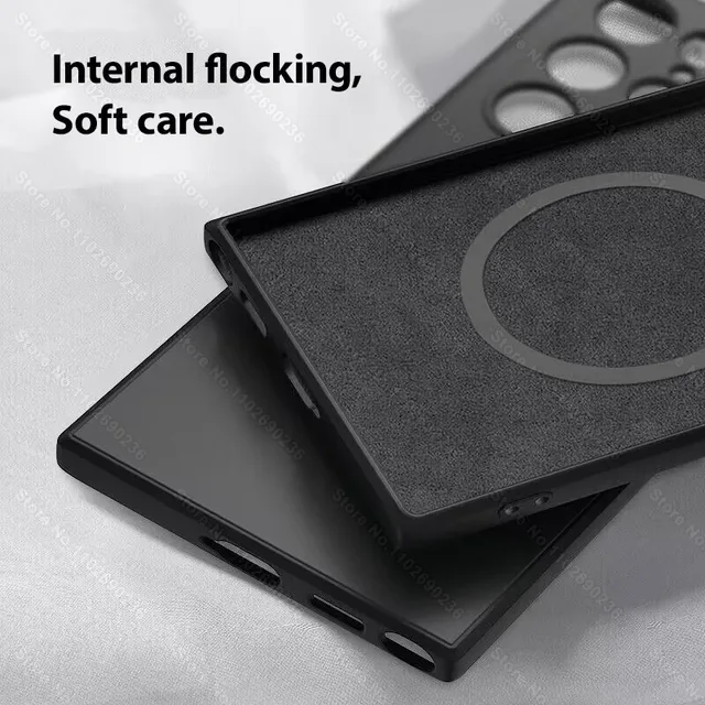 Custodia in silicone liquido per Magsafe per Samsung Galaxy S24 S22 S21 S23 S25 Ultra Plus Fe Carica wireless Cover posteriore magnetica antiurto 2