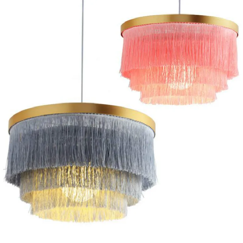 

Nordic Modern American LED Pendant Lights E27 Decorative Tassel Hanging Lamp Club Villa Hotel Bedroom Home Christmas Lighting