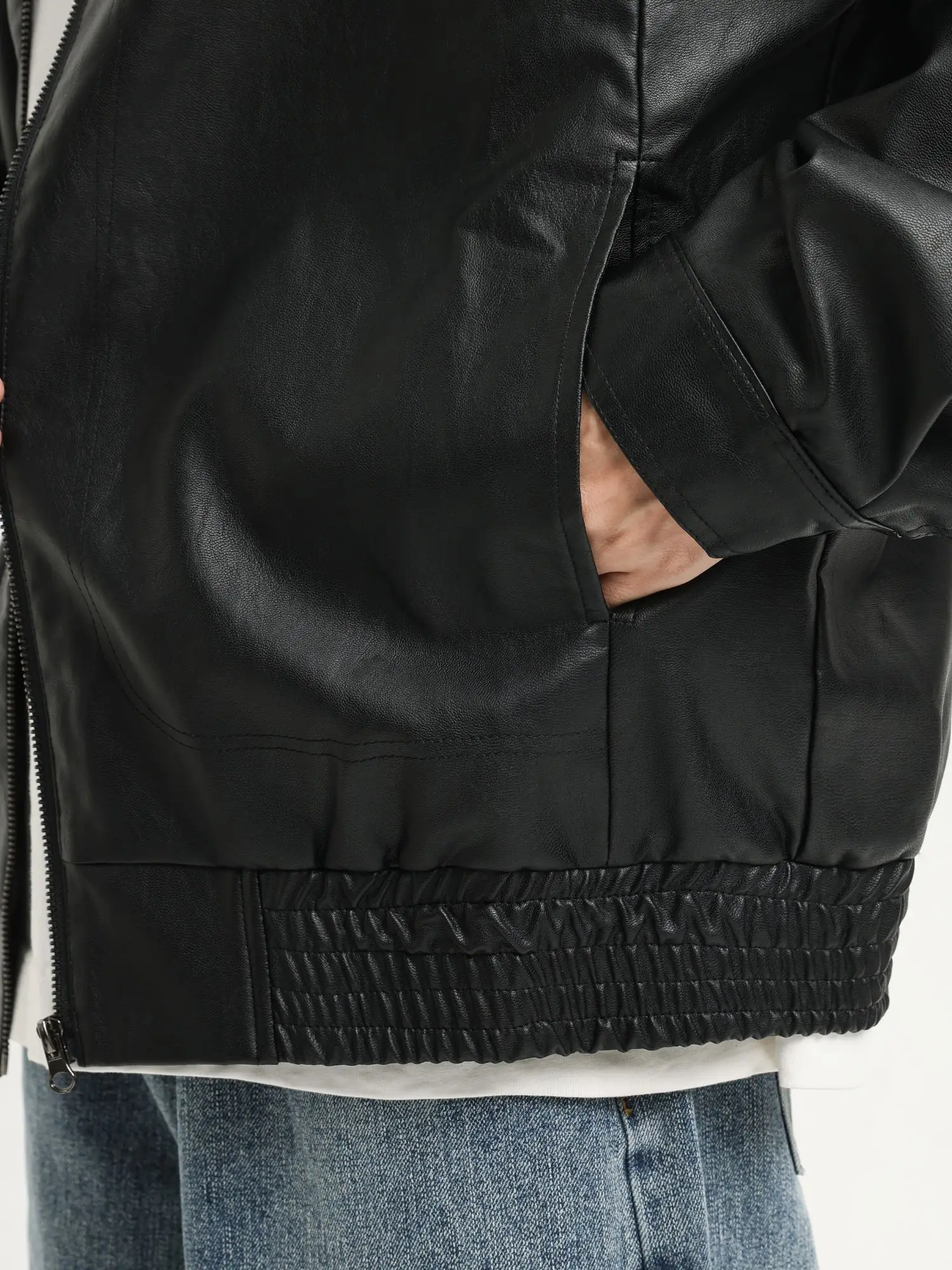 MENS CASUAL OUTDOOR PU LEATHER WATERPROOF  WINDPROOF  JACKET FOR SPRING AUTUMN 4