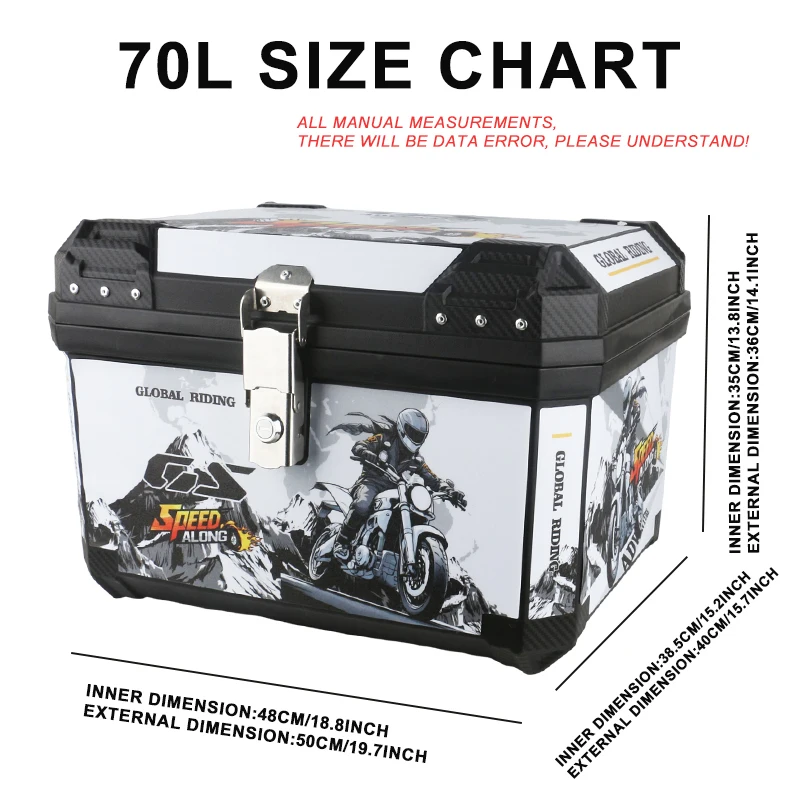 70L Tail Box Motorcycle Universal Trunk For R1200GS R1250GS F800GS F850GS G310gs Top Rear Luggage Tool Large Capacity