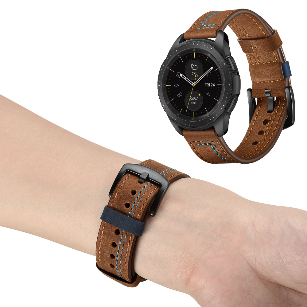22mm20mm Leather strap For Huawei Watch GT2 GT/Samsung Galaxy Watch6 5 4 3/Active sport breathable bracelet band For Amazfit GTR