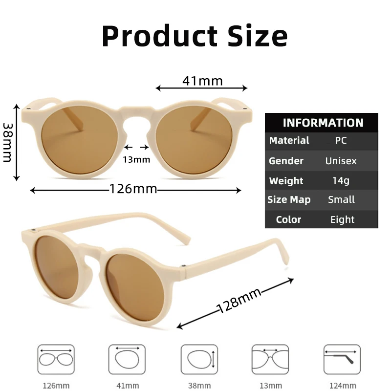 Children Sunglasses Kids Fashion Sunglasses New Children Vintage Frosted Round Outdoor Sun Protection Sunglasses Baby Girls Acrylic UV400